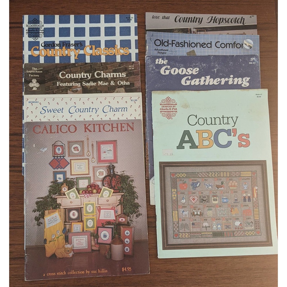 Lot of 8 Country Themed Cross Stitch Pattern Booklets